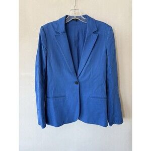 Theory Women's Blazer Top Jacket Size 8 Blue Button Up Long Sleeve Career True